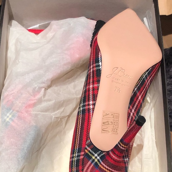 J Crew Elsie Pumps w Bow in Red Tartan NEW - Picture 7 of 7